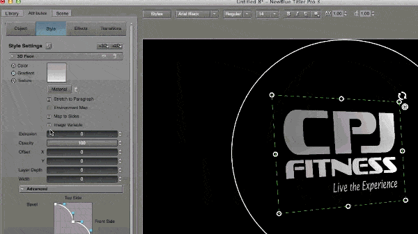 Add a bevel Step 2: Titler Pro 3