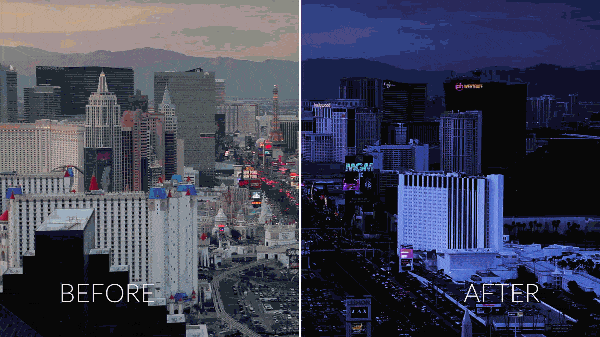 Dat to night filter Day to night video filter of las Vegas