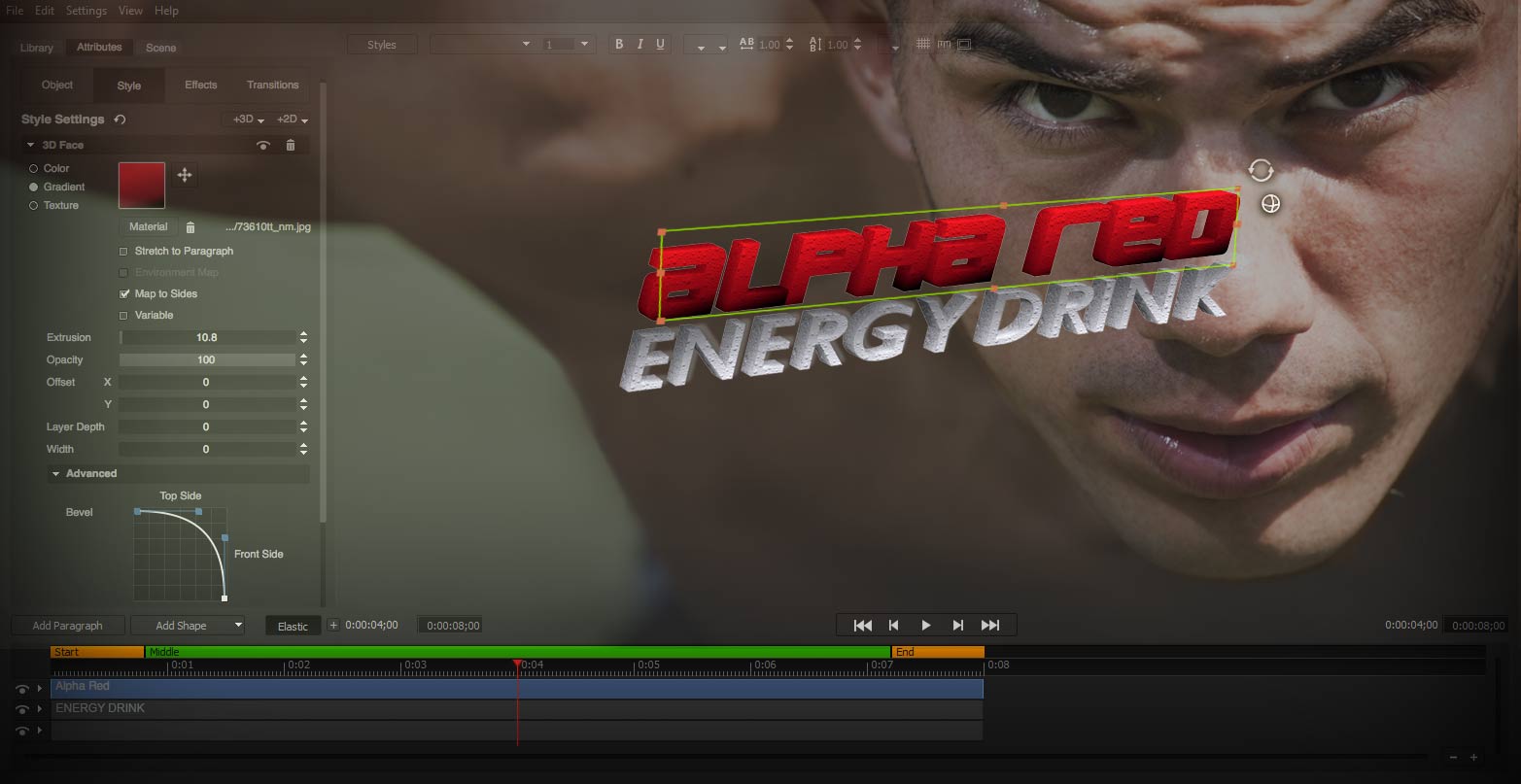 Alpha Red Energy Drink Alpha Red energy drink design in Title Designer