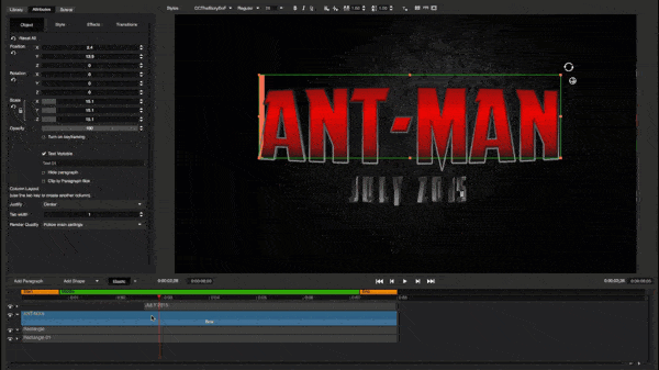 Animating ant man movie title.