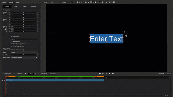 Titler Pro 4 Enter Text in workspace Interface.