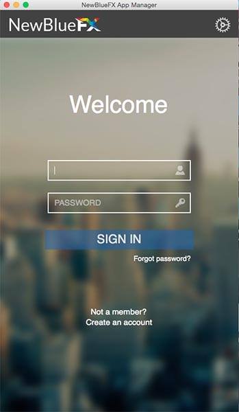 Welcome Screen NewBlue App Manager Welsome Screen