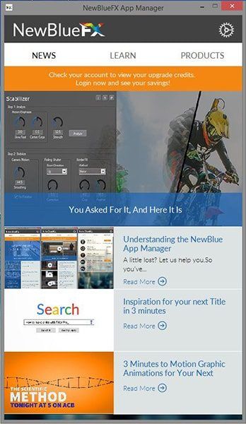News Tab NewBlue App Manager News Tab