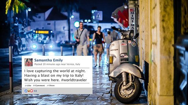 Social Media Facebook Template Social Media Facebook post on a dark street background.