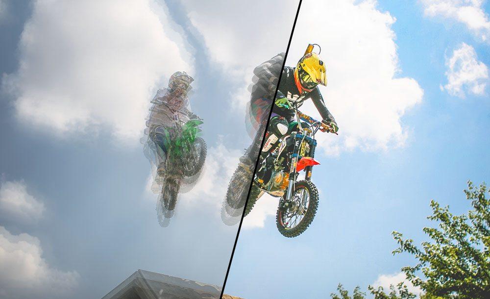 Before and after example of Stabilizer on image of motorcycle