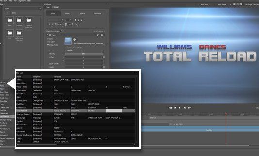 Multi-Title Management System: Jump between titles to change text, colors or an entire design without ever leaving the Title Designer interface.